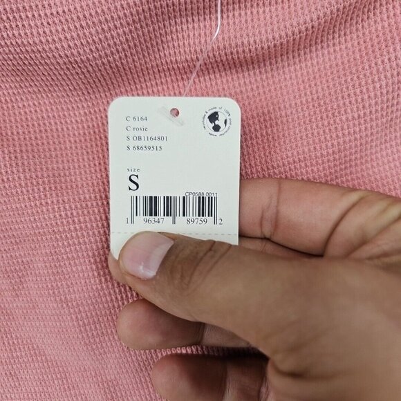 Free People Top Womens Size S Pink One Shoulder Boat Neck Waffle Knit Boho NWT - Picture 3 of 9